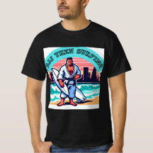 bjj gi train then surfing beach lifestyle t-shirt