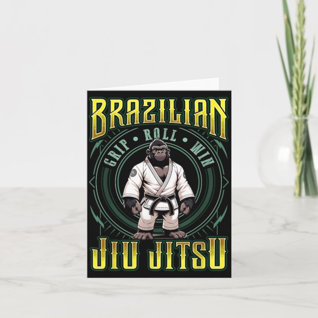 BJJ Grip Roll Win - Cute Grappling Jiu Jitsu Card (Front)