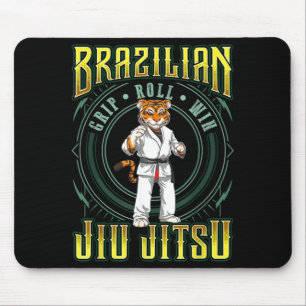 BJJ Grip Roll Win - Grappling Jiu Jitsu BJJ Tiger Mouse Pad