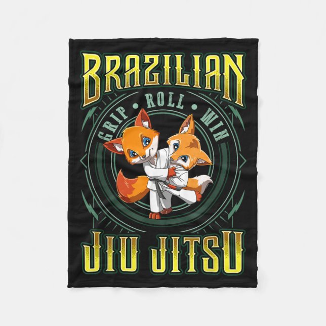 BJJ Grip Roll Win - Grappling Jiu Jitsu Fighting Fleece Blanket (Front)