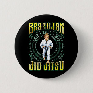 BJJ Grip Roll Win - Grappling Jiu Jitsu Jiujiteira 2 Inch Round Button