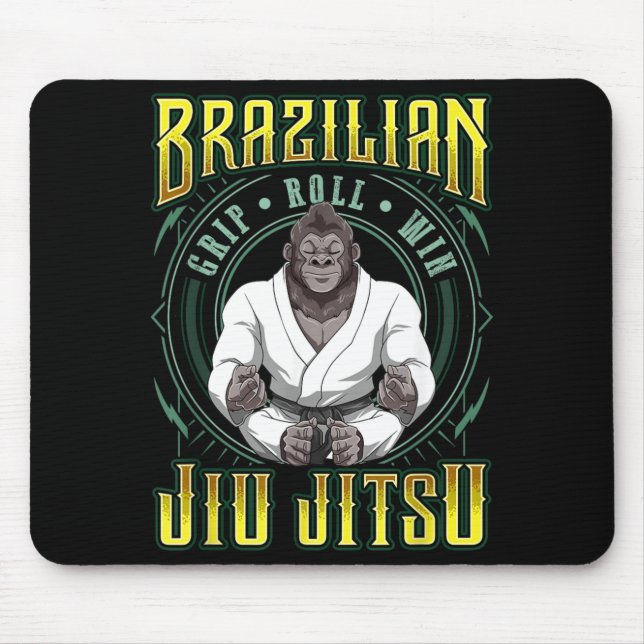 BJJ Grip Roll Win - Grappling Jiu Jitsu Meditation Mouse Pad (Front)