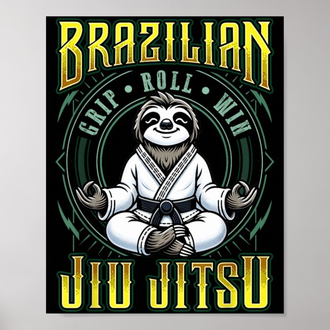 BJJ Grip Roll Win - Grappling Jiu Jitsu Meditation Poster (Front)