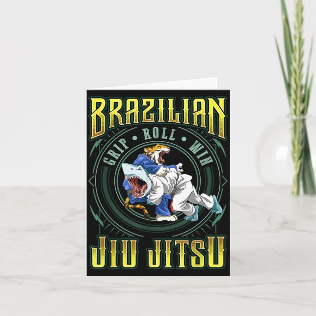 BJJ Grip Roll Win - Grappling Jiu Jitsu Shark Card (Front)