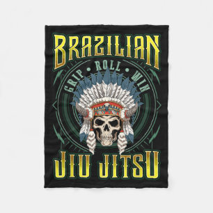 BJJ Grip Roll Win - Grappling Jiu Jitsu Skeleton Fleece Blanket