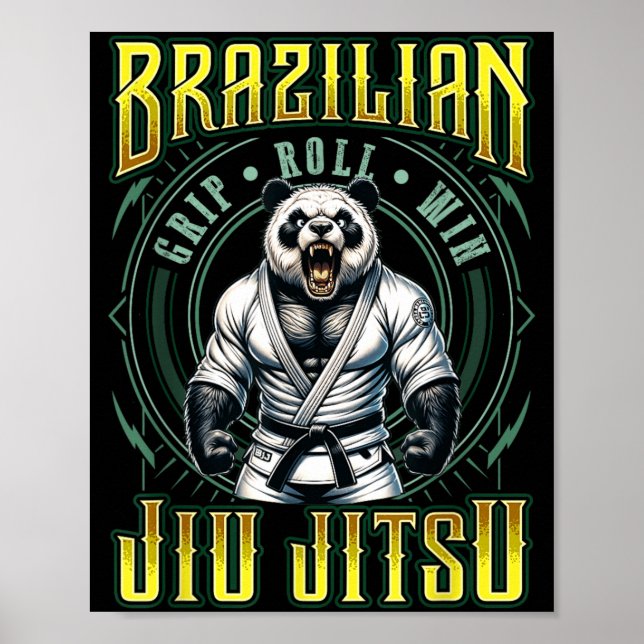 BJJ Grip Roll Win - Strong Grappling Jiu Jitsu Poster (Front)
