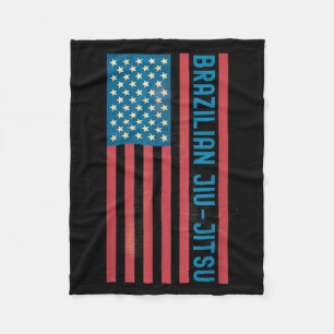 BJJ Jiu Jitsu Amerian USA Flag Distressed Vintage Fleece Blanket