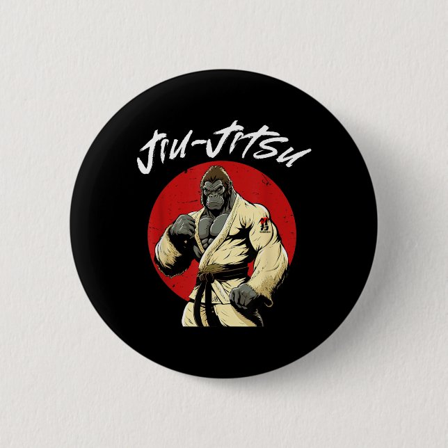 BJJ Jiu Jitsu Grappling Gorilla 2 Inch Round Button (Front)