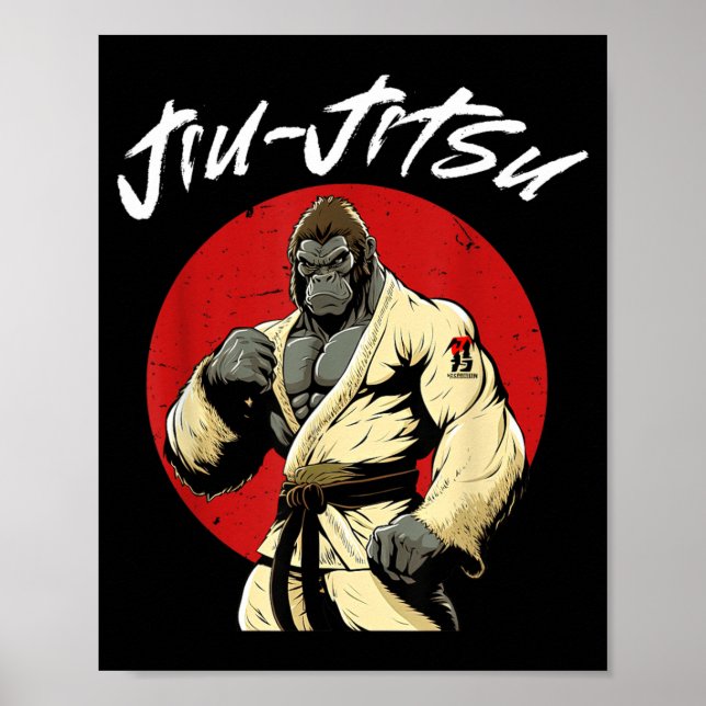 BJJ Jiu Jitsu Grappling Gorilla Poster (Front)