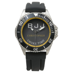 BJJ Jiu Jitsu Personalized Choke Time Black Men's Watch