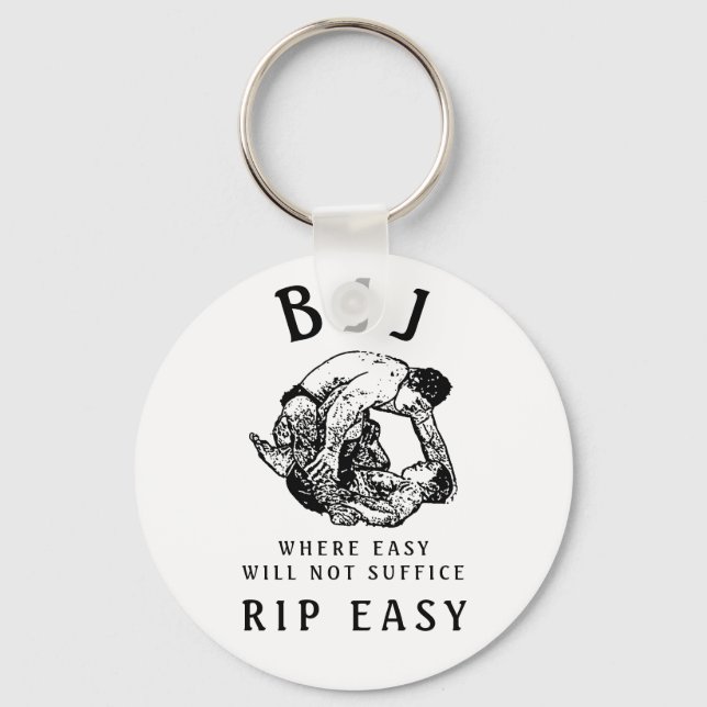 BJJ RIP Easy, Brazilian Jiu Jitsu accessories Keychain (Front)