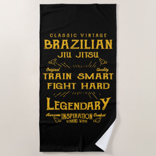 BJJ Train Smart Fight Hard Vintage Jiu Jitsu Beach Towel