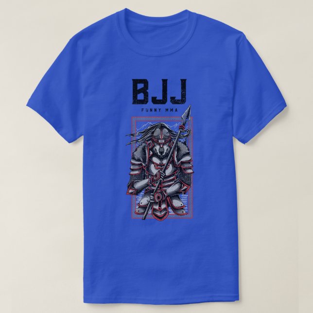 BJJ Wolf Samurai Spear, JiuJitsu, Grappling, MMA,  T-Shirt (Design Front)