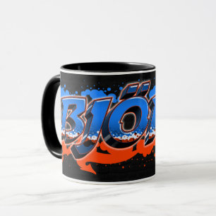 Björn First Name Name Graffiti blue orange cup