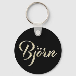 Björn Name whitegold Button Schlüsselanhänger Keychain