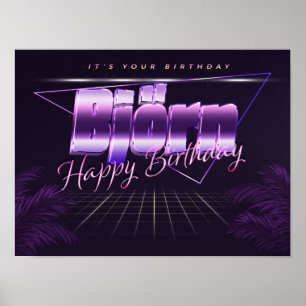 Björn Nom Vorname lila retro Poster Geburtstag
