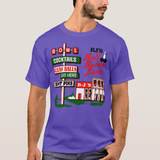 BJs Ball Bustin Lanes Retro Roadside Sign T-Shirt