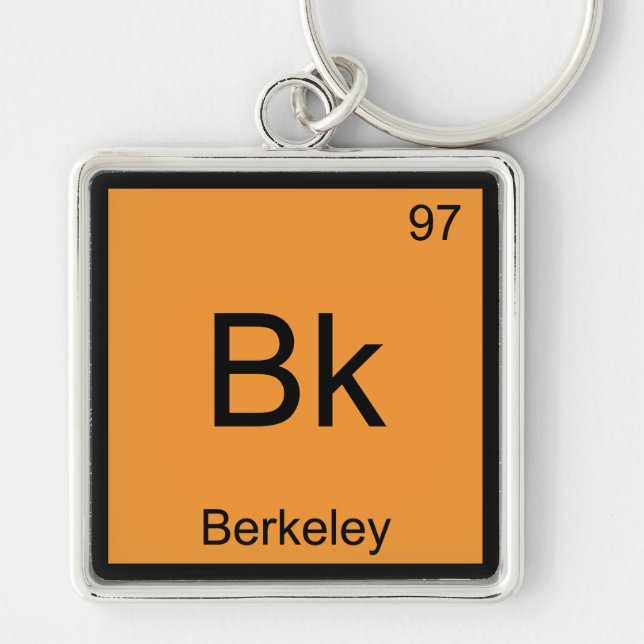 Bk - Berkeley Chemistry Element Symbol California Keychain (Front)