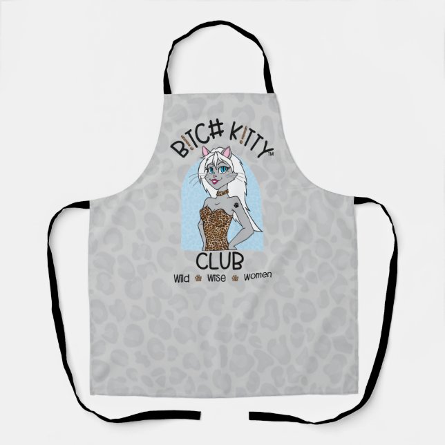 BK!TTY Club™ All-Over Print Apron Med - Grey (Front)
