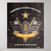Blac and Gold Glitter Sports Football Championship