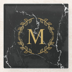 Blacj Marble Glass Coaster