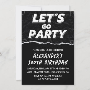 Black 100th birthday invitations Men White