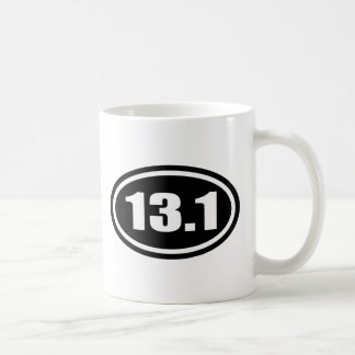 Black 13.1 Half Marathon Oval Coffee Mug