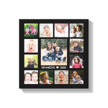 Black 13 Photo Collage Family Name Personalized