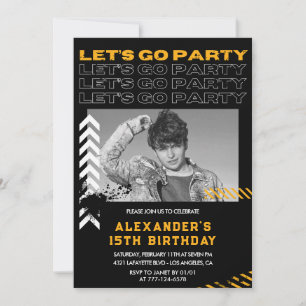 Black 15th birthday invitations Men Photo Spray
