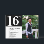 Black 16th birthday invitations Modern Chic Photo<br><div class="desc">Black 16th birthday invitations Modern Chic Photo calligraphy typography classic elegant man male</div>