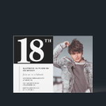 Black 18th birthday invitations Modern Chic Photo<br><div class="desc">Black 18th birthday invitations Modern Chic Photo calligraphy typography classic elegant man male</div>