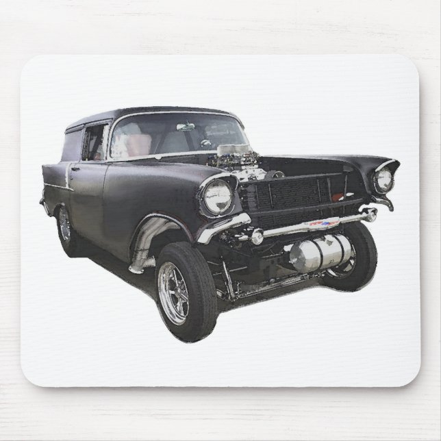Black 1957 Chevy sedan delivery wagon gasser drag Mouse Pad (Front)