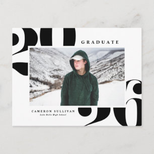 Black 2025 Bold Typography Photo Graduation Invitation Postcard