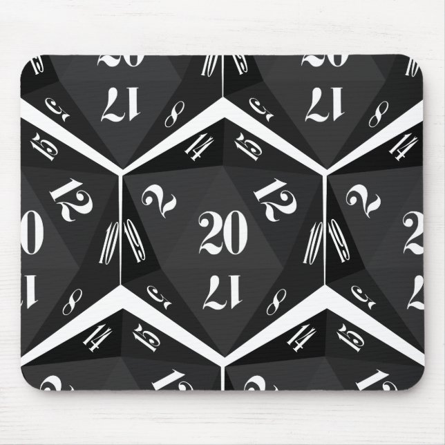 Black-20-Sided-Dice-Pattern Mouse Pad (Front)