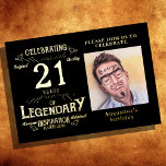 Black 21st Birthday Vintage Gold<br><div class="desc">Celebrate this special milestone with a truly luxurious and unique Black 21st Birthday Vintage Gold Foil Invitation. Our exclusive design features vintage retro script with a gold foil to make this invitation shine. Create a personalized look by adding a favourite photo and customized text to make it truly one of...</div>