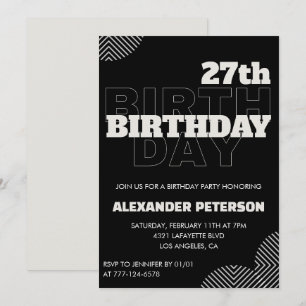 Black 27th birthday invitations Men Party