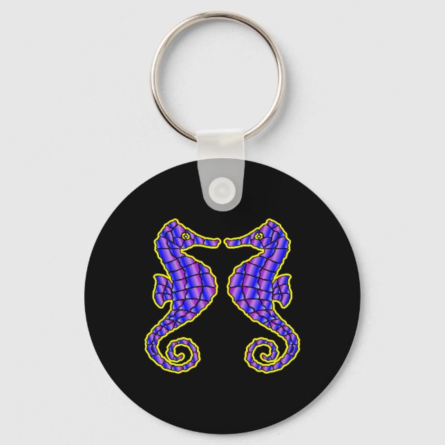 Black 2 Seahorses Keychain (Front)
