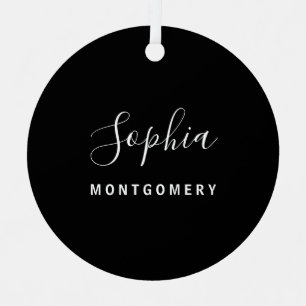 Black 2 Sided Guest Name Wedding Seating Keepsake Metal Ornament