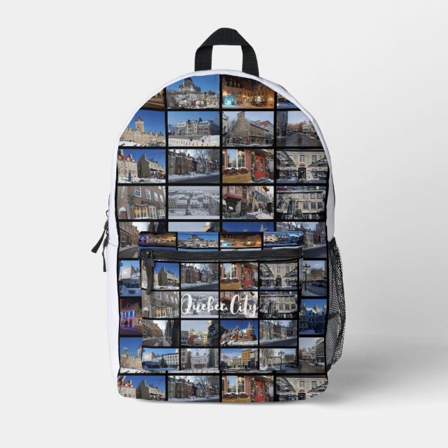 Black 36 Photo Collage Grid Travel Custom Printed Backpack (Front)