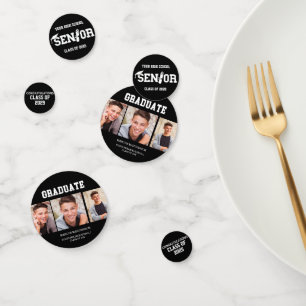  Black 3 Photo Graduation Class of 2025 Confetti