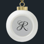 Black 3D Calligraphy Initial Letter | Pastel Grey Ceramic Ball Christmas Ornament<br><div class="desc">Black 3D Calligraphy Initial Letter | Pastel Grey. You can choose to add your initial or the initial of a loved one. Whether it's a heartfelt gift for someone dear to you or a personal treat, the choice is yours. You can also remove the personalization and enjoy the elegant and...</div>