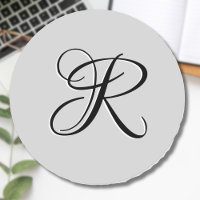 Black 3D Calligraphy Initial Letter | Pastel Grey