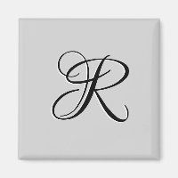 Black 3D Calligraphy Initial Letter | Pastel Grey