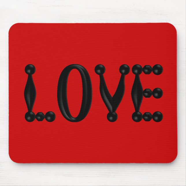 Black 3D LOVE Mouse Pad (Front)