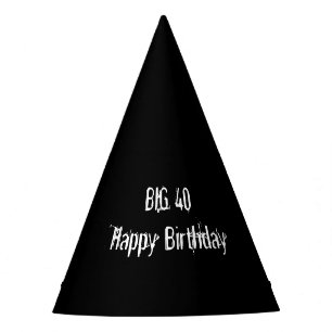 Black 40th Birthday Party Party Hat