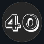 Black 40th Birthday Stickers<br><div class="desc">40th Birthday Party,  black and white over the hill theme Party Favour and Celebration decor.</div>