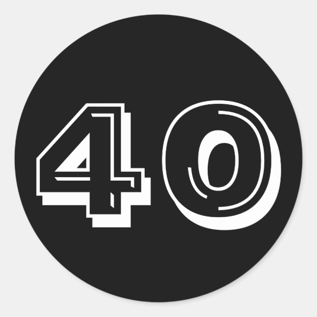 Black 40th Birthday Stickers (Front)