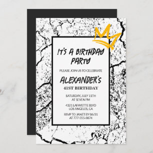 Black 41st birthday invitation Grunge Graffiti  