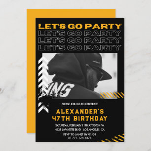 Black 47th birthday invitations Men Photo Spray
