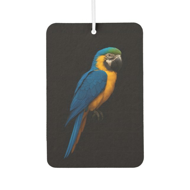 Black 4 Luxe Car Air Fresheners, Blue Yellow Macaw Air Freshener (Front)